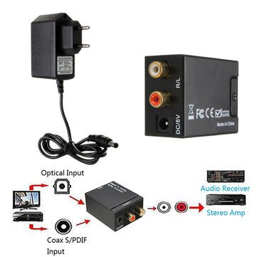 (COD) CONVERTER AUDIO DIGITAL KE ANALOG SPDIF OPTICAL TO ANALOG RCA COAXCIAL UNTUK KE SPEAKER AKTIF