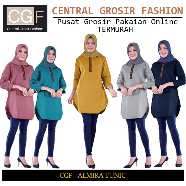 Almira Tunik - Central Grosir Fashion (CGF) - Ukuran XL-3XL - Matt Katun Poplin