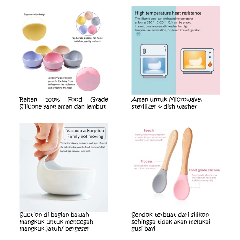 FREE SENDOK - LIGERA PREMIUM Silicone Suction Bowl + Spoon (Set Mangkok dengan Sendok) BPA FREE MPASI Bayi Baby