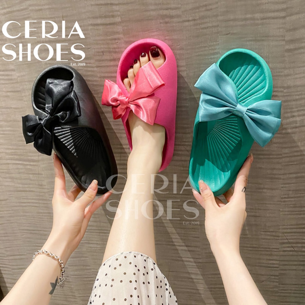 PVC Sandal Slop Jelly Wanita Butterfly Bahan Empuk Elastis Super Soft Rubber Import Korean Sol Non-Slip Summer Sandals