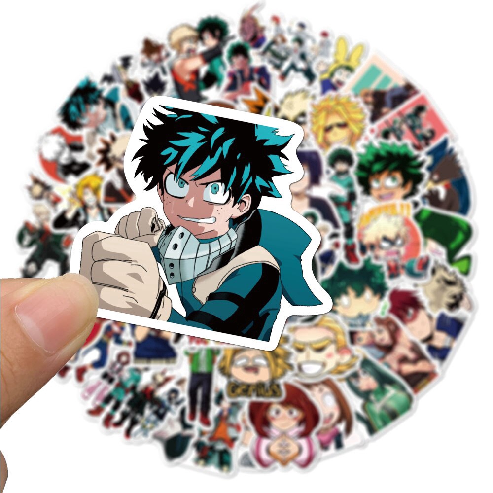 50Pcs/pack My Hero Academia Anime Stickers For Motorcycle Skateboard Laptop Luggage Car Fridge  DIY Vinyl Sticker