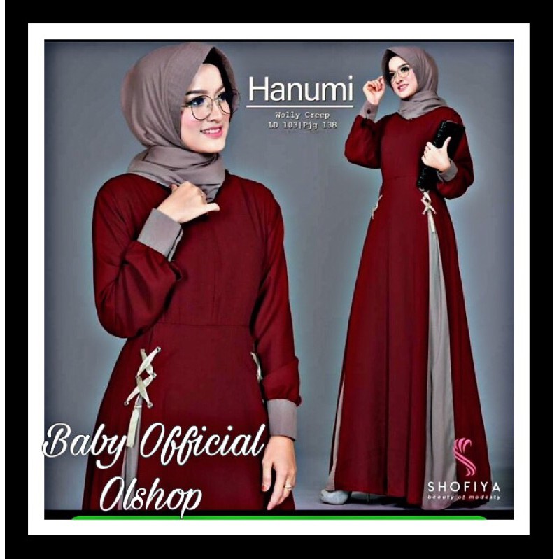 Fashion Muslim Baju Gamis Wanita Terbaru Hanumi Dress Termurah