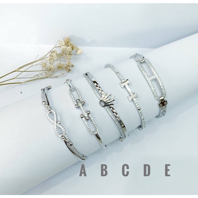 Gelang perak asli silver 925 lapis emas putih