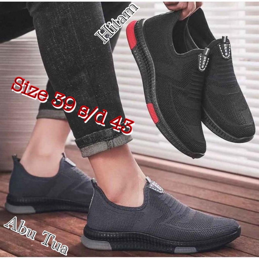 Jual Promo Sepatu Casual Slip On Pria Terbaru Dnke Simpel Tanpa Tali