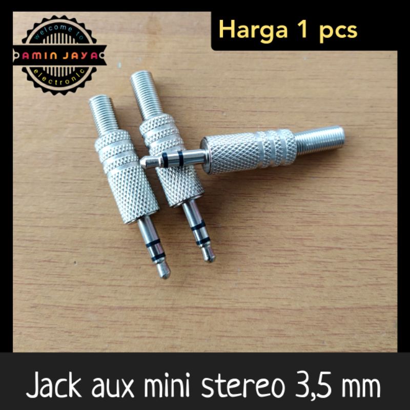 Kepala jack aux 3,5 / jack mini stereo bodi besi silver