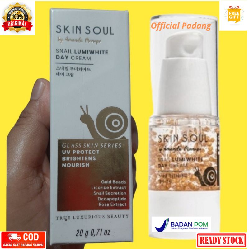 SKIN SOUL SNAIL LUMIWHITE DAY CREAM BY AMANDA MANOPO SKINSOUL SKINCARE CREAM SIANG PEMUTIH WAJAH KRI