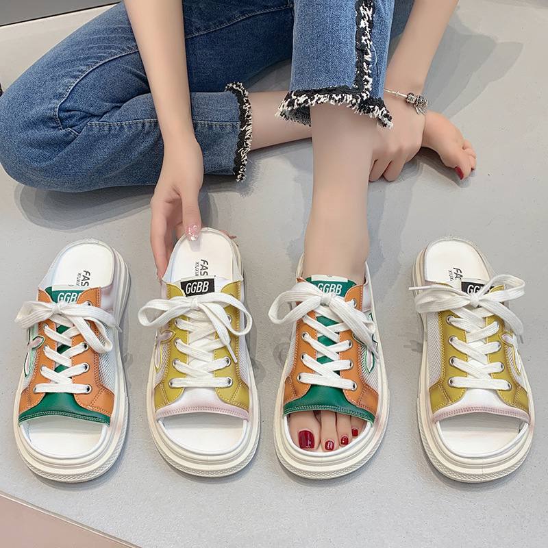 9017 Sepatu Selop Wanita Sneakers Import Murah