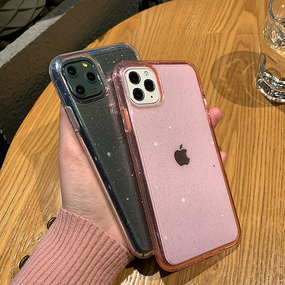 iPhone 14 13 Pro Max Soft Case TPU Transparan Shockproof Warna Pink untuk iPhone 12 7 8 7Plus 8plus x XS xsmax XR 11 Pro