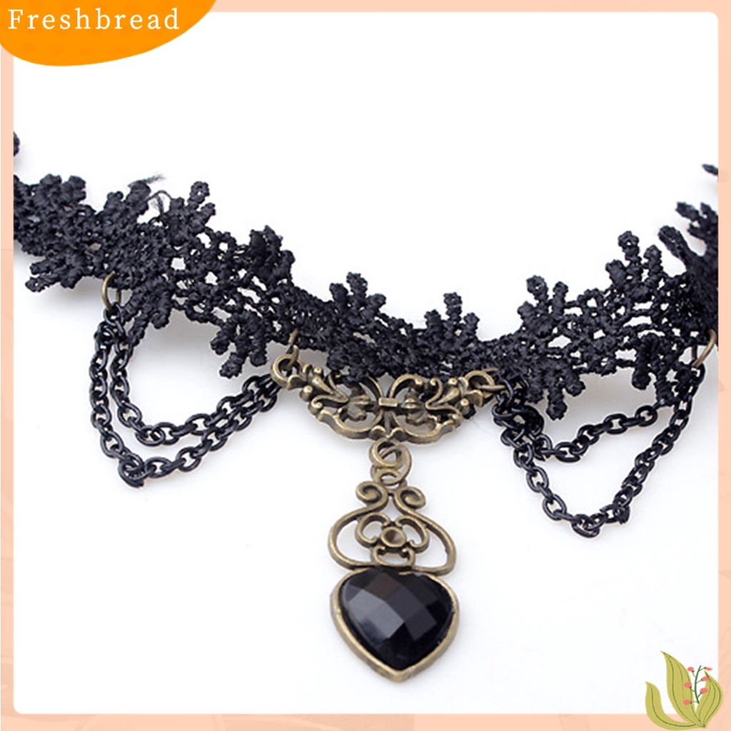 [TERLARIS]Necklace Colorfast Lace Edge Alloy Black Lace Chain Necklaces for Wedding