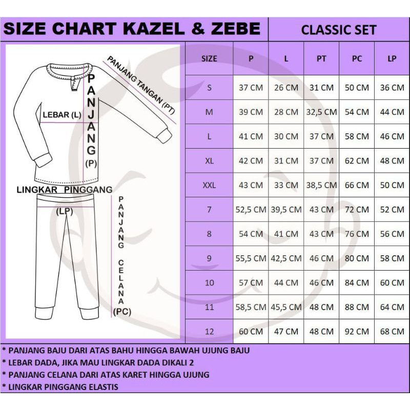 [Size S-XXL Warna Charcoal] Kazel Zebe Classic Set Edition Unisex