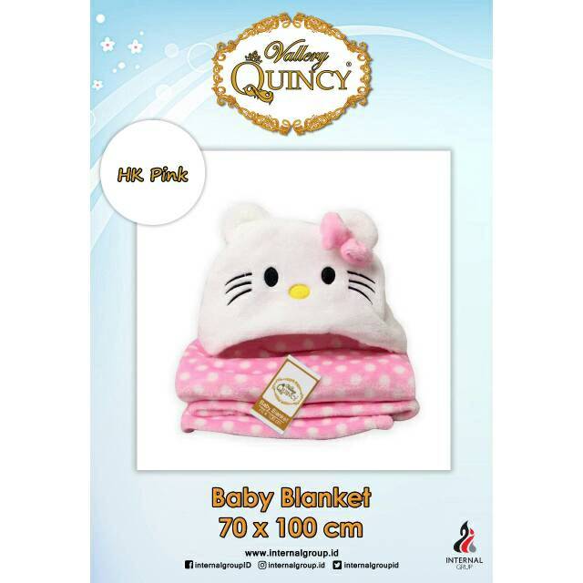 Selimut Bayi Topi Baby Blanket Hood Vallery Quincy : HK Pink HELLO KITTY