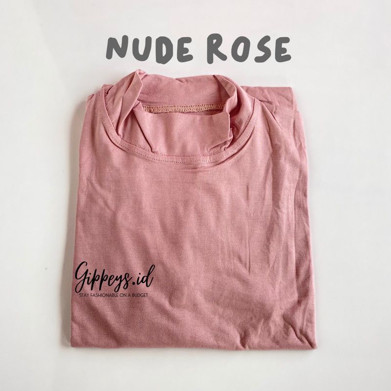 PROMO MANSET BADAN POLOS TEBAL ADEM TURTLENECK BAHAN KAOS TIDAK LICIN-NUDE ROSE
