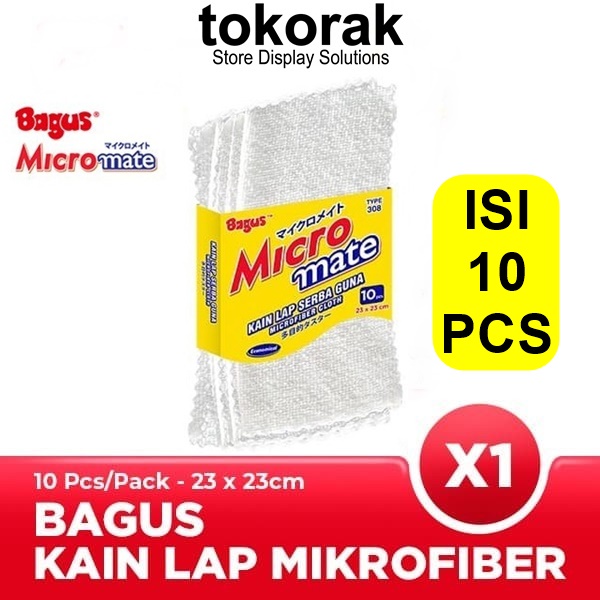 BAGUS MICROMATE KAIN LAP MICROFIBER SERBAGUNA 10S 23X23 CM 10PCS 308