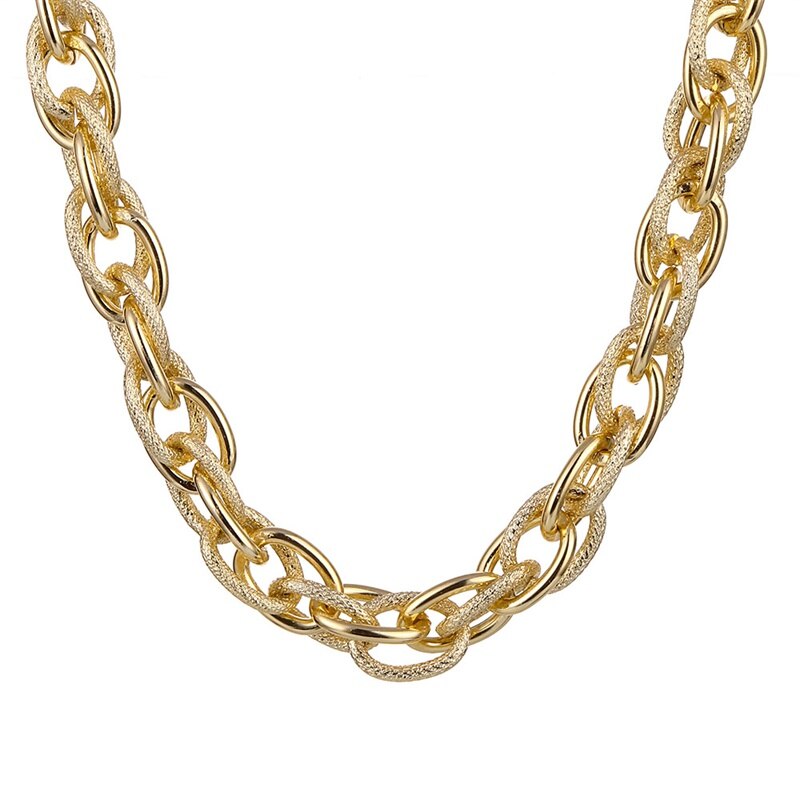 Unisex Hip-hop Punk Necklace Exaggerated  Female Street Shot Threaded Big golden chain Necklace