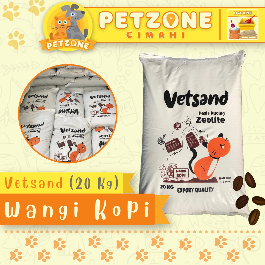 [GRAB INSTANT] VETSAND PASIR KUCING WANGI KOPI 20 KG / 26 LITER ZEOLITE GUMPAL (Max 2 pcs)