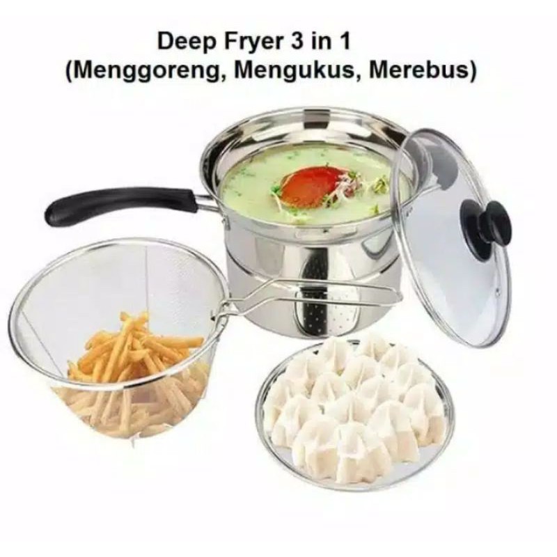 PANCI 3 IN 1/COOKING POT 3 IN 1/DEEP FRYER/PANCI KUKUS,GORENG,REBUS/PANCI MULTIFUNGSI PANCI MIE