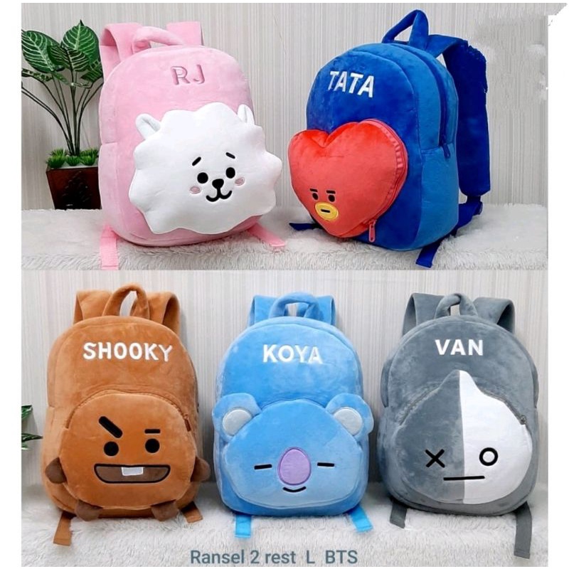 BONEKA BTS TAS RANGSEL / Tas Ransel Anak TK / PAUD / Tas Boneka BTS Karakter BT21