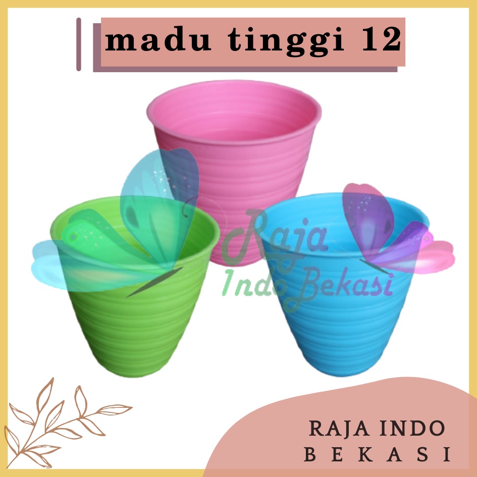 Pot Tawon Pirus 12 Cm Merk Madu Warna Pink Biru Hijau Motif Tawon Pot Plastik 12cm Pot Vas Bunga