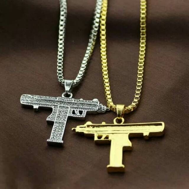 Terlaris kalung Uzi supreme with rinestone hip hop bape