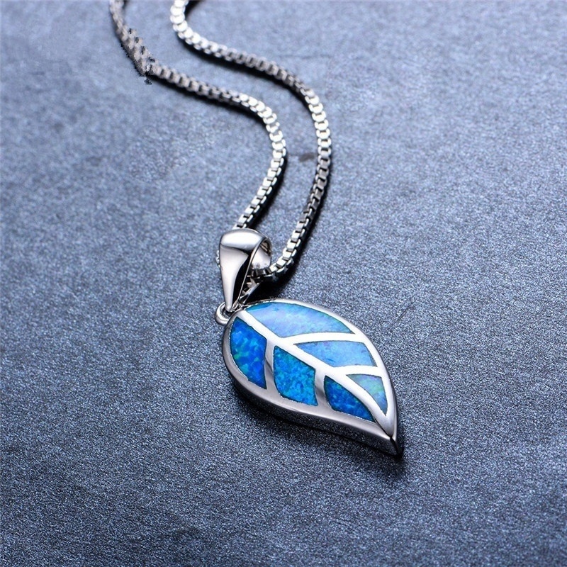 Fashion Simple Design A Blue Blue Opal   Pendant Necklace Chain Gifts