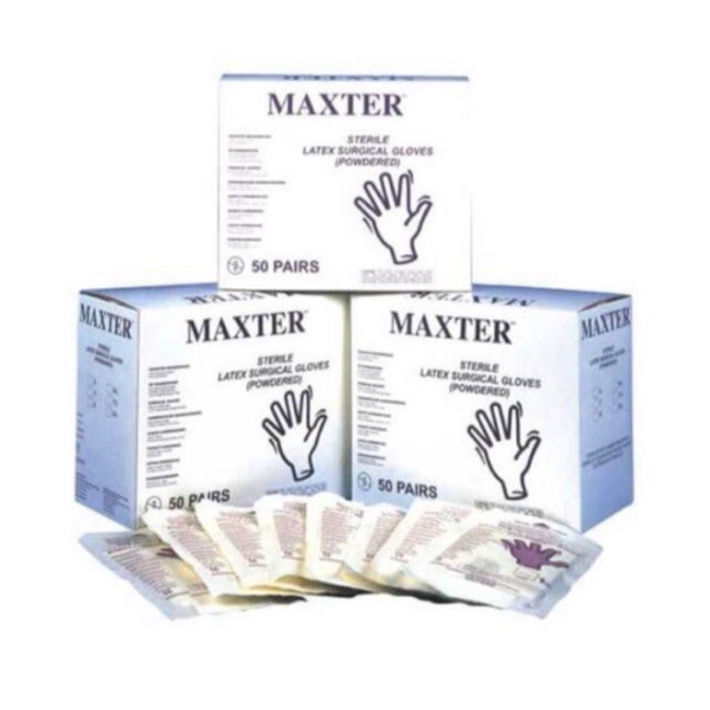 { Shoppee 2.2 } Sarung Tangan Steril Maxter 1 box isi 50 Psg