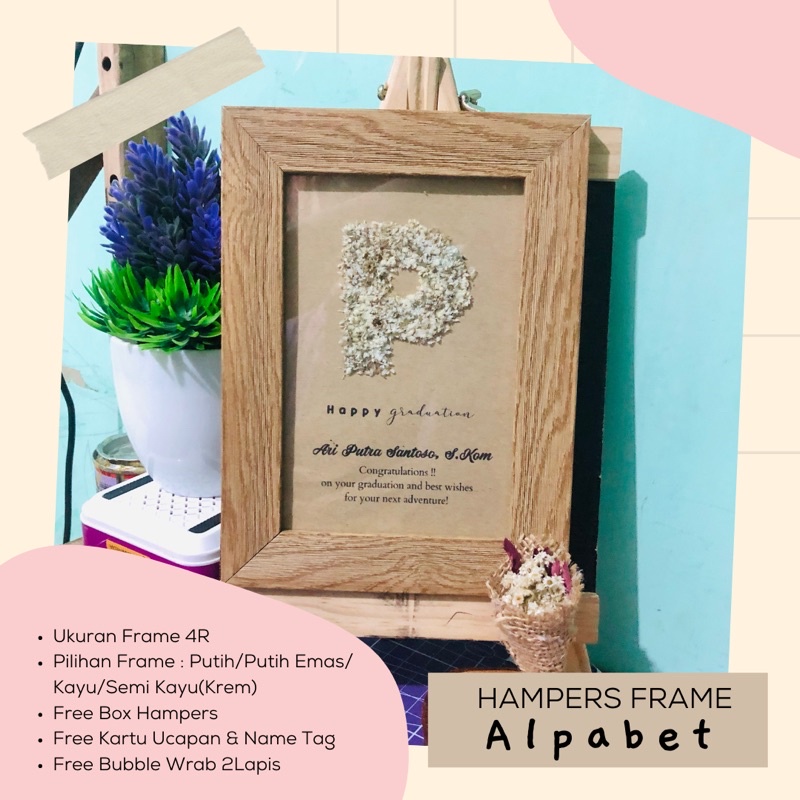 HAMPERS FRAME ALPABET | KADO WISUDAH | Dried Flower