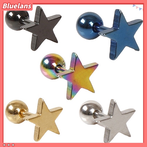 Bluelans 1 Pair Unisex Pentagram Pattern Alloy Ear Stud Earring Jewelry Charms