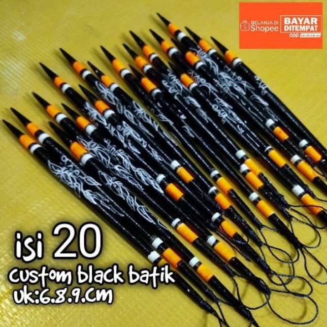 pelampung pancing ikan mas custom black batik model jarum 6.8.9.cm isi(20)