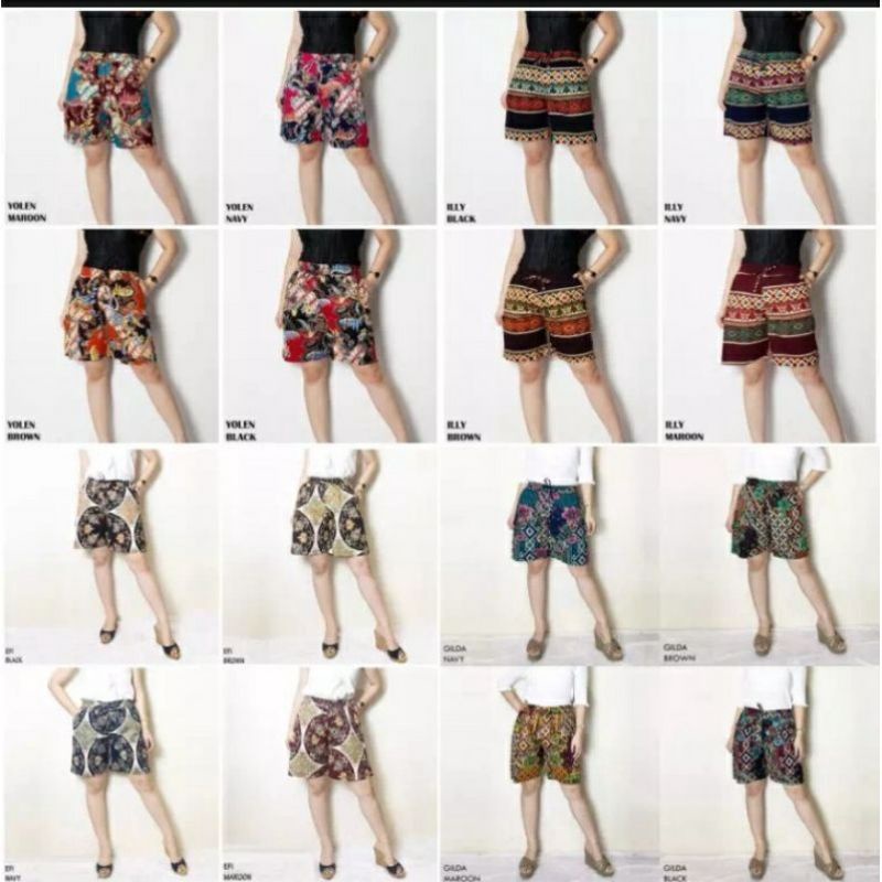 CELANA PENDEK MOTIF BATIK DAN BUNGA / CELANA PENDEK / HOT PANTS MOTIF BATIK