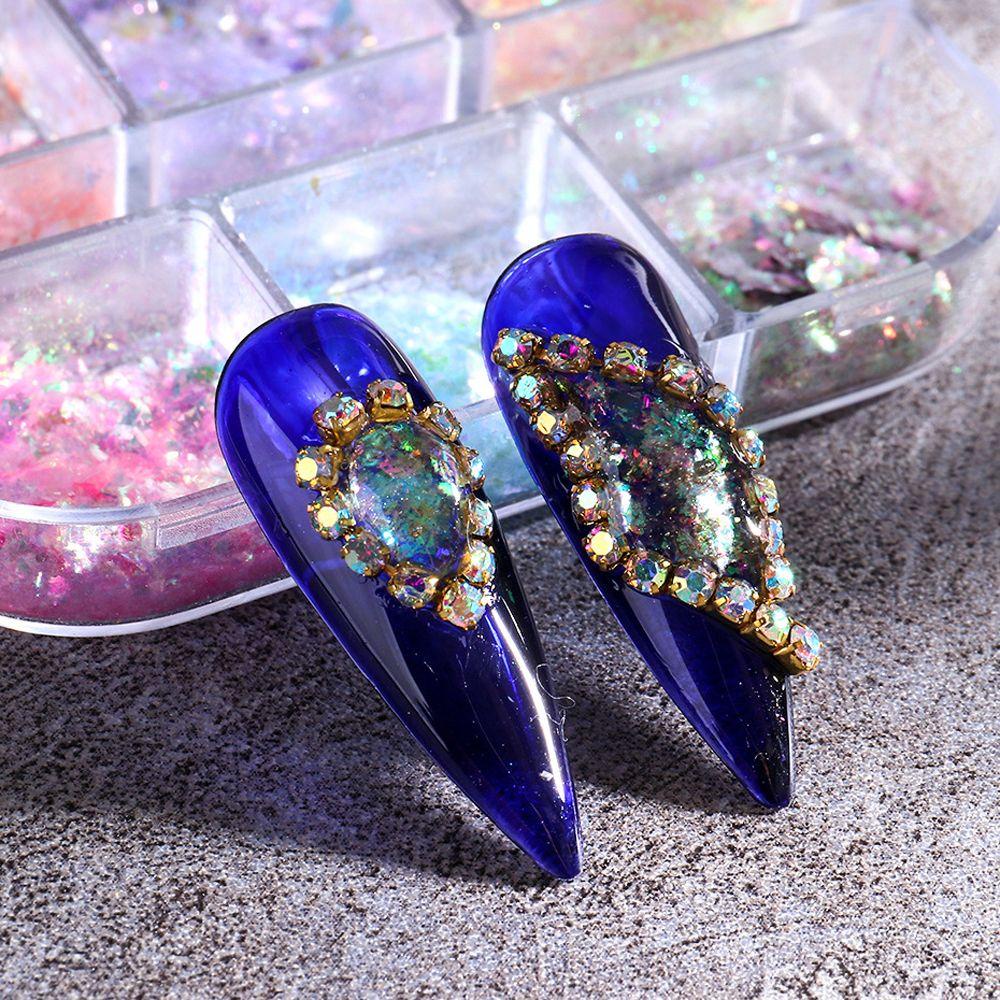 Agustina Aurora Kuku Serpihan Wanita Bergaya Nail Art Dekorasi 3D Kuku Glitter Manicure Aksesoris DIY Nail Art Foil Glitter Kuku Payet