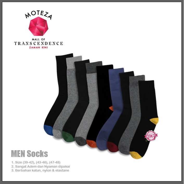 Moteza Kaos Kaki Pria Kantor Kerja Formal / Men Socks - PREMIUM Size 39-42 / 43-46