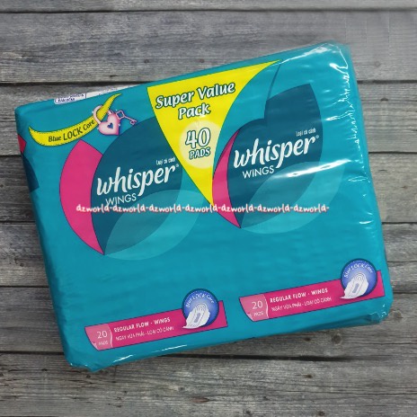 Whisper 40pads Whisper Wings Super Value Pack Pembalut Wanita Wisper Sayap Wing Blue Lock Care Sanitary Napkins 40 pcs