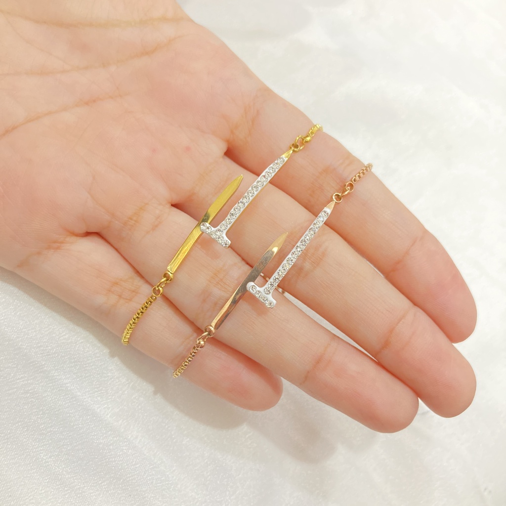 Gelang Tangan Model Serut Wanita Titanium Asli Anti Karat