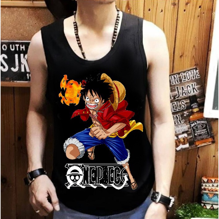 Shalch Trendy / Singlet Pria Motif Kartun Terbaru Gambar Luffy Angry / Pakaian Pria