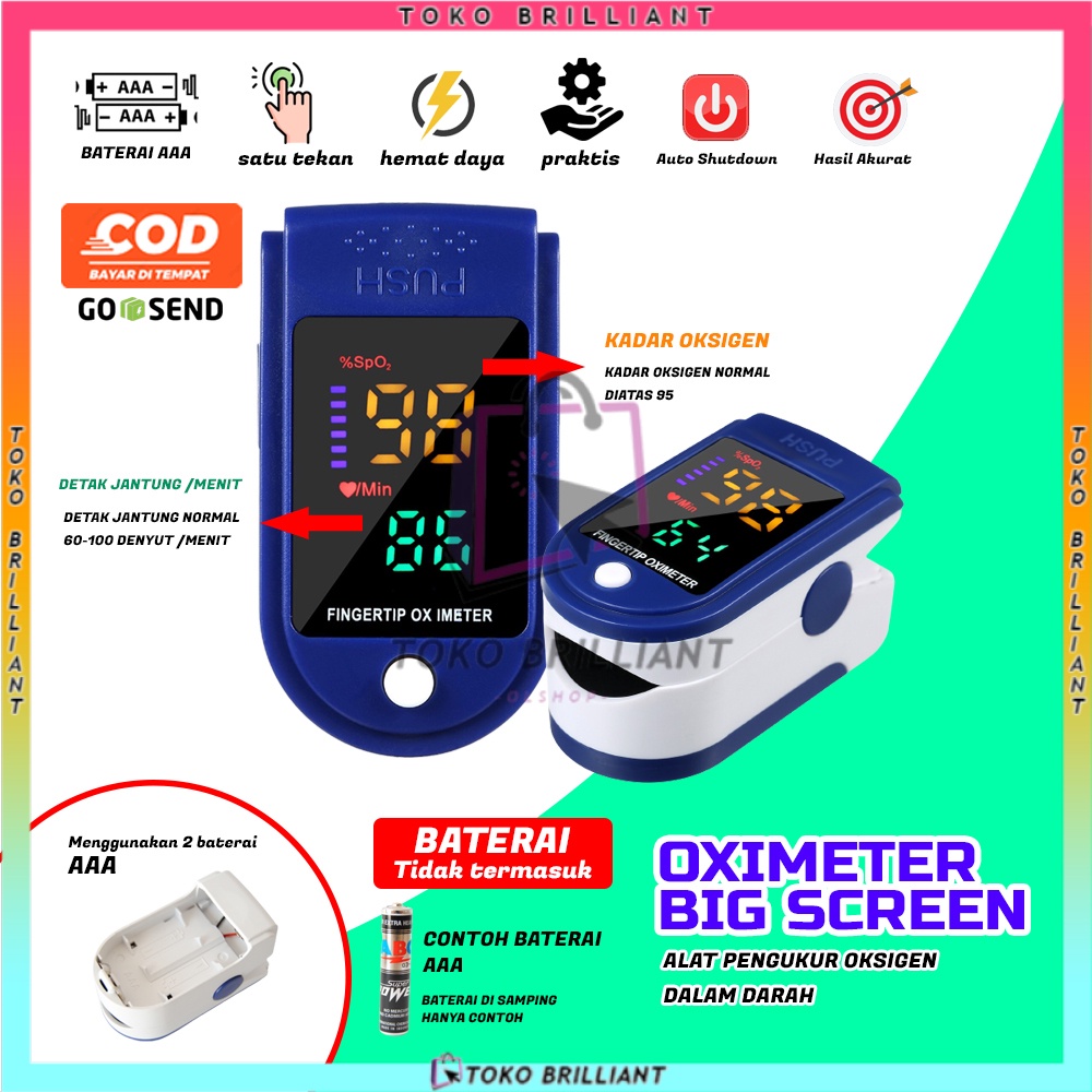 [COD] Fingertp Pulse Oximeter Oxymeter Spo2 alat ukur kadar oksigen darah dan detak