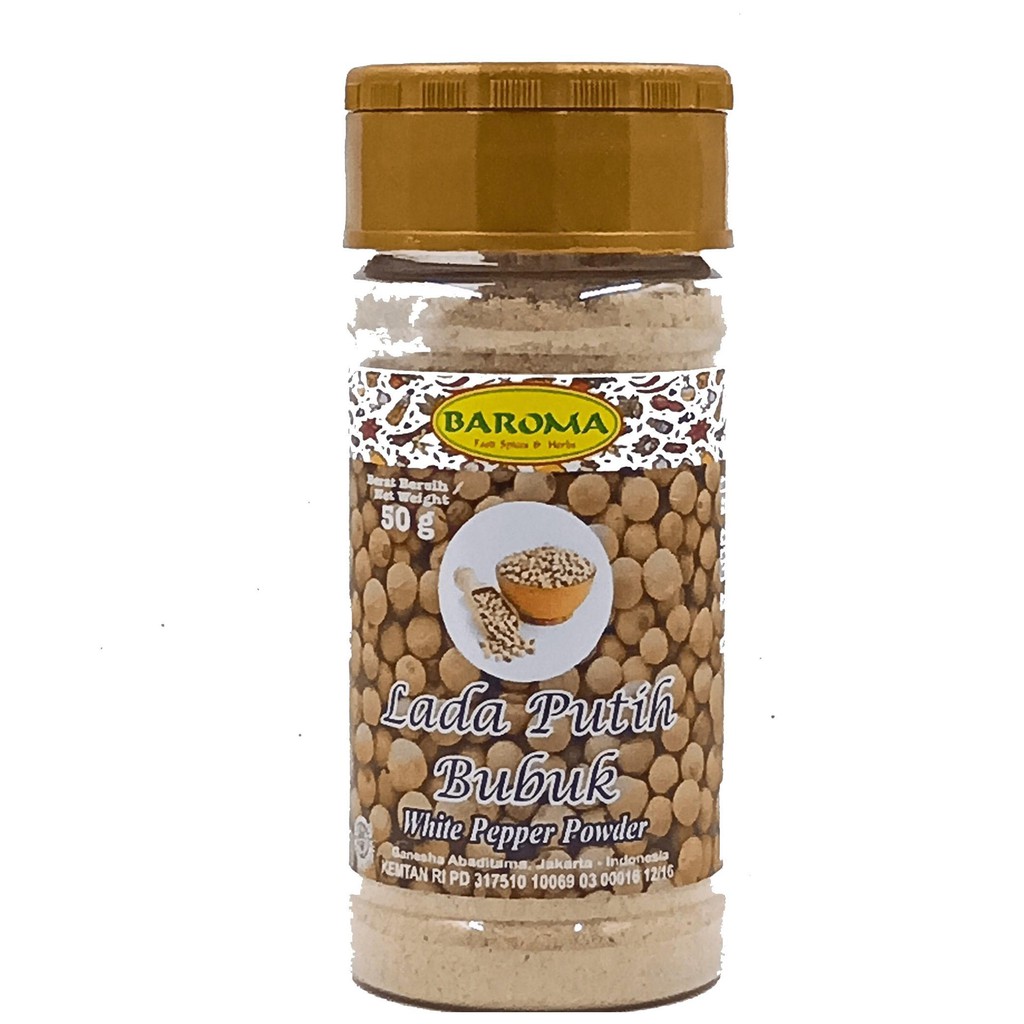 

Lada Putih Halus / White Pepper Powder 50g - Baroma Bumbu Rempah -