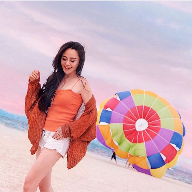 KOREA RAJUT LUCU HITAM BIRU LANGIT UNGU / Sash outer