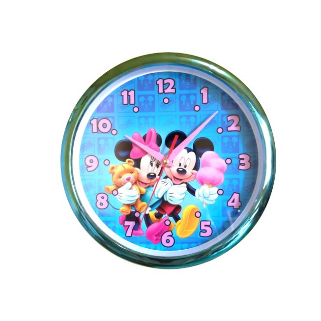 Jam Dinding Anak Hello Kitty Doraemon Mickey Minnie Spiderman Frozen Keroppi 25cm Free Baterai