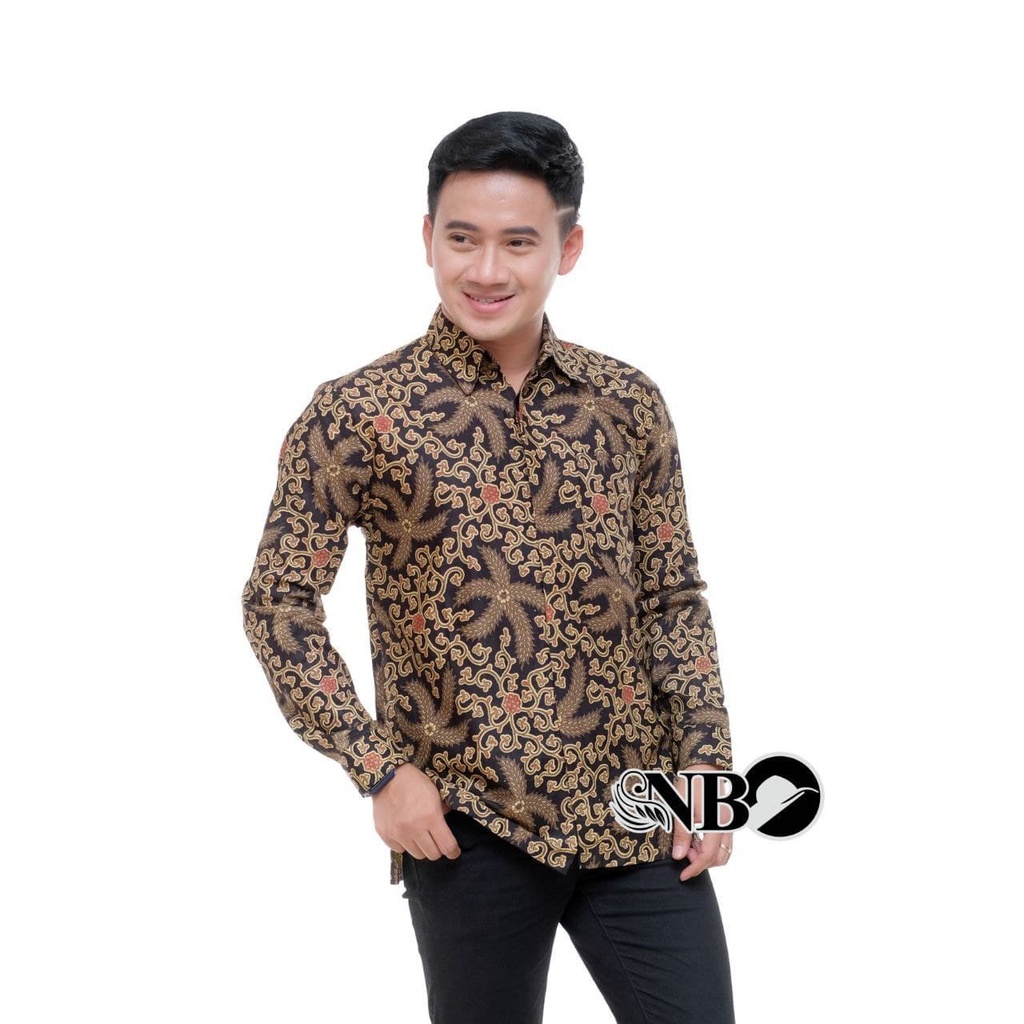 Atasan Batik Wanita Lengan Panjang BATIK BERKAH HRB026 motif KERATONAN Kode 002 size M L XL XXL Reguler-BINTANG LAUT