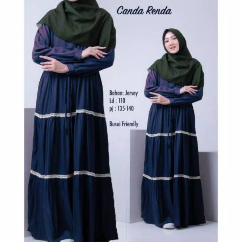 gamis susun renda canda 2 terbaru jersey premium termurah