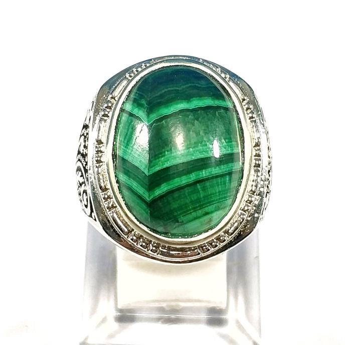 Promo Cincin Batu Akik Natural Malachite Motif 3D Berkualitas