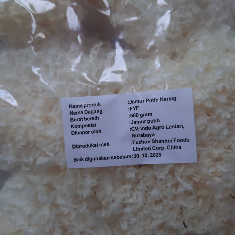 JAMUR PUTIH FYF / JAMUR ES / JAMUR SALJU/ WHITE FUNGUS FYF 500 Gram