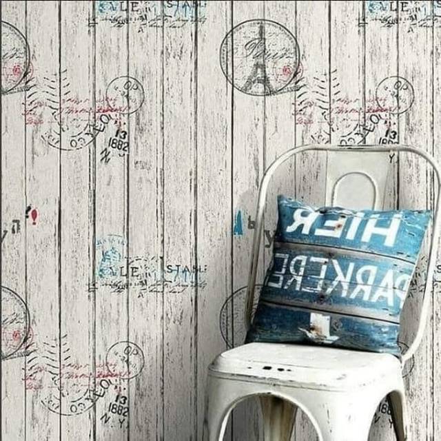 

Wallpaper Sticker dinding murah motif kayu papan post map
