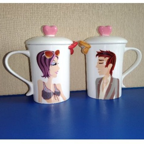Gelas mug cangkir couple pasangan unik bentuk bibir love