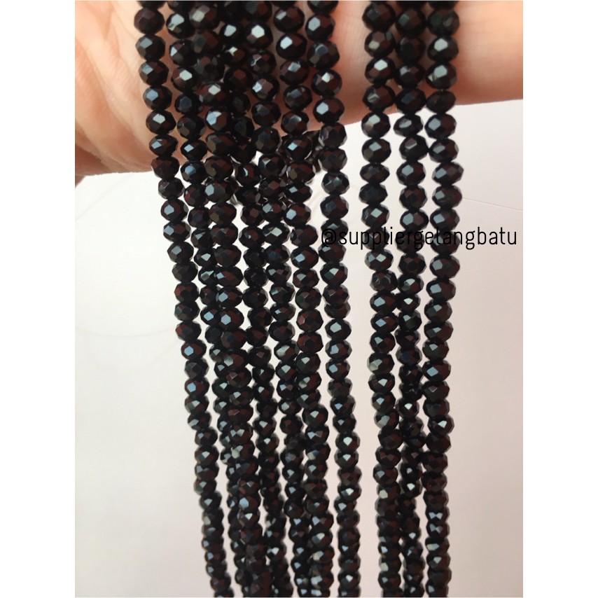 Crystal Ceko Doft 4mm hitam bahan aksesoris beads manik donat rondel kristal manik perhiasan emas