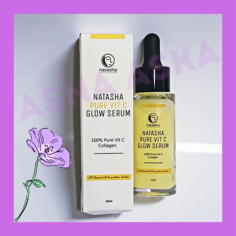 PURE VIT C GLOW SERUM NATASHA, VITAMIN C SERUM, COLLAGEN, SERUM PENCERAHAN, SERUM PAGI NATASHA