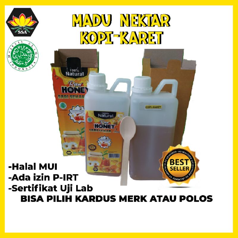 PROMO 1 Kg madu nektar kopi karet murni | Raw Honey free dus