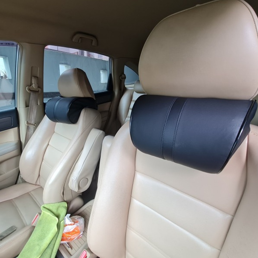 Bantal Mobil Leher dan Kepala Dakron Kulit / Car Pillow Head Neck Rest