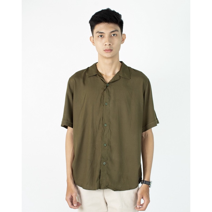 FORTGLASS Short Shirt Rayon Polos Kemeja Pria Polos Lengan Pendek