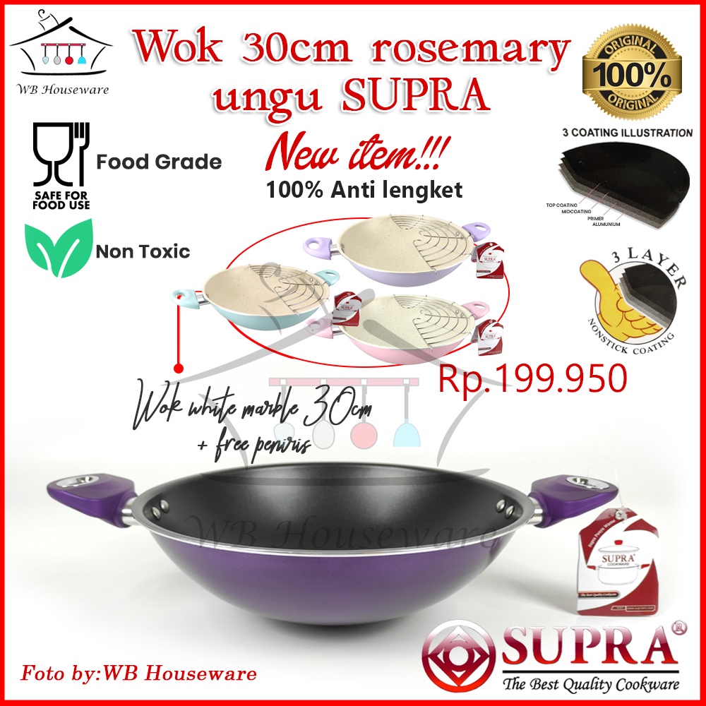 Wajan teflon anti lengket 30cm / wajan kuali SUPRA / wok 30cm SUPRA